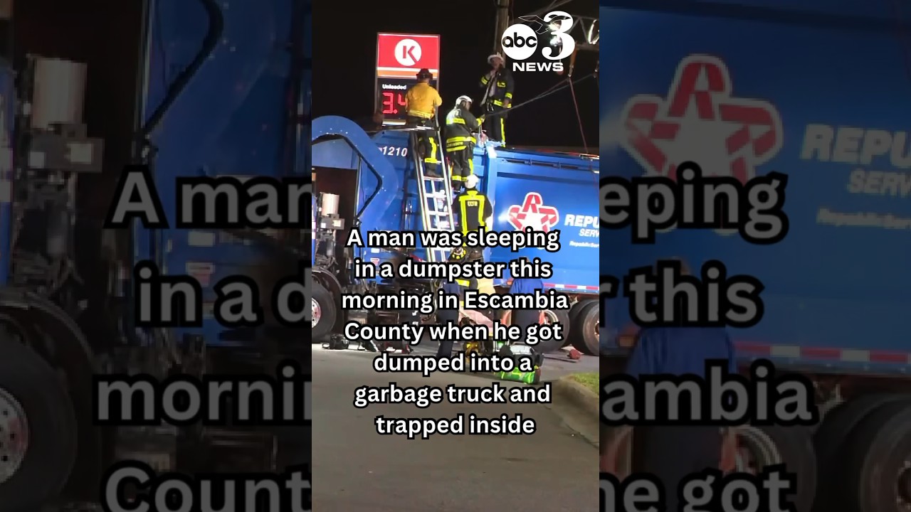 Man gets trapped in garbage truck after sleeping in dumpster in Escambia County, Florida #wearnews
