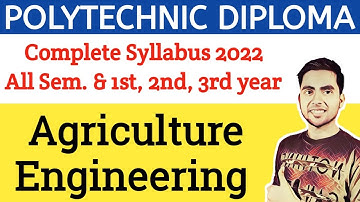 Polytechnic Syllabus 2023, Diploma in agriculture engineering First year Subjects, Course Details