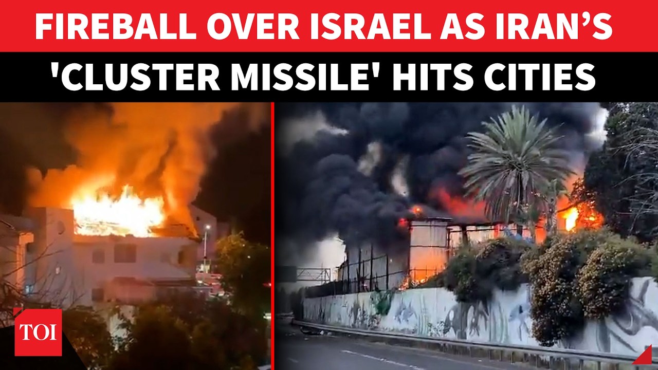 Israel BURNS After Massive Iran Missile, Cluster Munitions Barrage; Fires and Craters In Tel Aviv