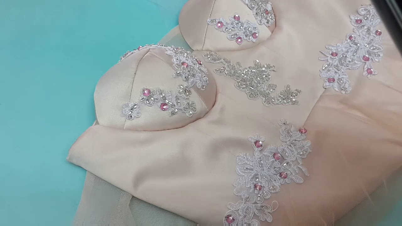 ورشه فستان سهرة كب 3قطع بالباترون والتشطيبات كامله بالفيديو ومتابعه من المدربه