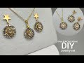 Göz kamaştırıcı takı seti yapımı. Stylish jewelry set. How to make beaded Necklace and Earrings. Diy