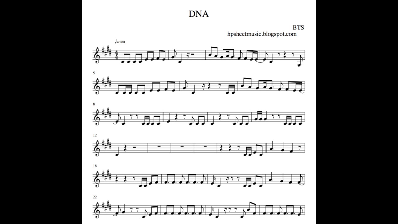 Sheet Music / 악보 BTS DNA - YouTube.