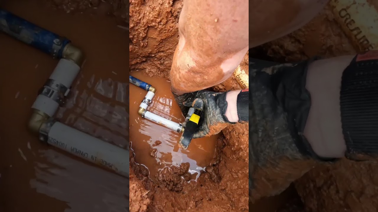 Repairing an underground 1” PEX waterline 🌱💦 #plumbing #plumber #asmr #diy