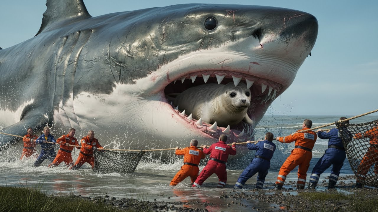 Heroic Rescue Team Saves Innocent Seal Pup from GIANT Shark Attack