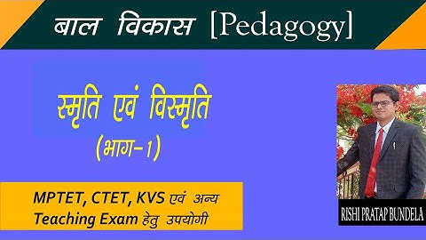 (V-23) स्मृति एवं विस्मृति । भाग-1 |  बाल विकास (CDP) Theory class |