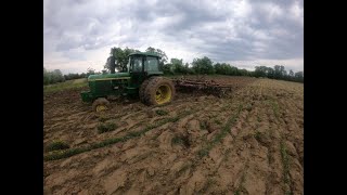 John Deere 4430 Disking Corn Ground With a White 271 Disk Part 1