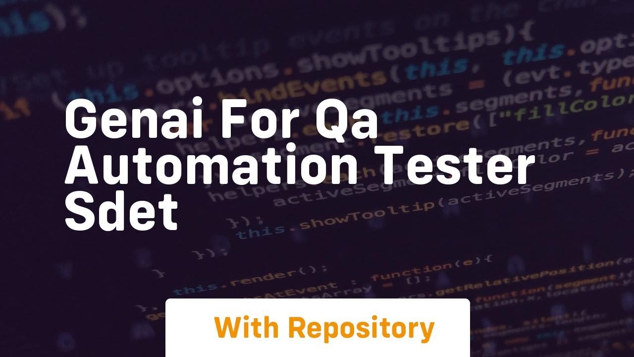 genai for qa automation tester sdet - YouTube