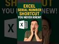 Excel Serial Number Shortcut Trick! 💡#excel #exceltips #exceltutorial #excelshorts #data #serial