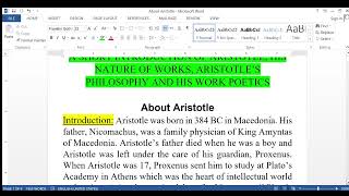 Introduction to Aristotle | Philosophy of Aristotle | Poetics | Works of Aristotle | Aristotle life