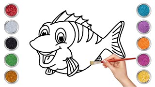 How to Draw Fish | Drawing, Painting and Coloring for Kids, Toddlers | Art For Kids #fish