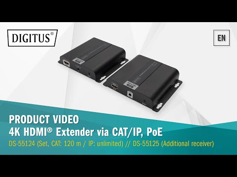 DIGITUS® 4K HDMI® Extender Set, CAT / IP, PoE (DS-55124) + Additional Receiver Unit (DS-55125) - video from ASSMANN Group
