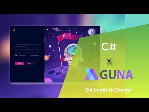 C# Login UI Design - Guna Ui Framework - UI Winform - Visual Studio Net