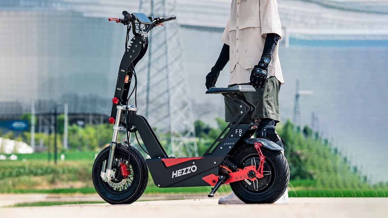 HEZZO F8 Electric Scooter 16 Inch Foldable 72V 8000W 62.5MPH 50Ah Long Range Off Road Escooter