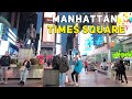 New York City Midtown Manhattan - Busy Night - walking tour (4k Ultra HD 60fps).