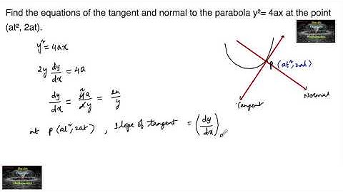 Find the equations of the tangent and normal to the parabola y²= 4ax at the point (at², 2at).