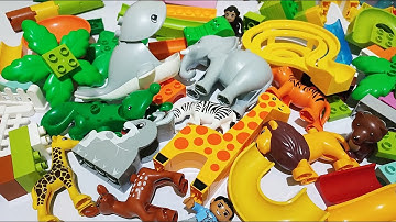 Satisfying Building Blocks Marble Run ASMR Tree House and Wild Animals 213