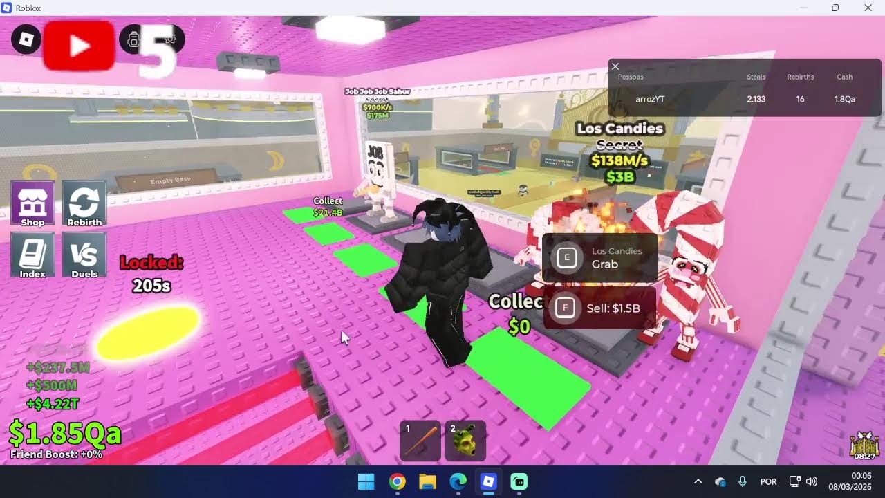 LIVE ON! STEAL A BRAINROT PVP OU TROCA!