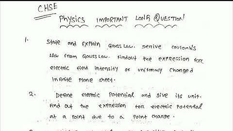 Physics Selection Question For Annual CHSE (+2 Science) -2020