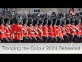 Trooping the colour 2024 rehearsal for kings birt.ay parade in june on the horse guards parade