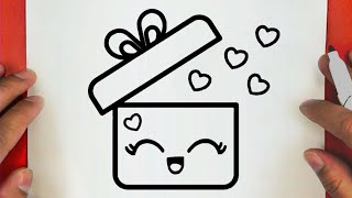 كيف ترسم هدية كيوت وسهلة خطوة بخطوة / رسم سهل / تعليم الرسم للمبتدئين || Cute Gift Drawing