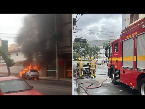 Incêndio destrói carro e causa danos em lojas em Ipatinga chama atenção