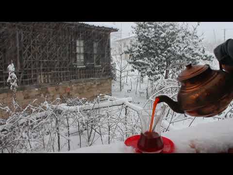 Karadeniz video, çay videosu ,çay içerken kar manzarası. kar videosu , karda çay , huzur veren kar.