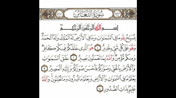 سورة التغابن 1 القسم الأول تكرار كيفي من .. يسبح لله ما في السماوات .. إلى .. والله عليم بذات الصدور