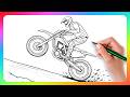 Motocross Rushes Up the Hill | Coloring Page | Digital Coloring | Motocross Rider Coloring Page