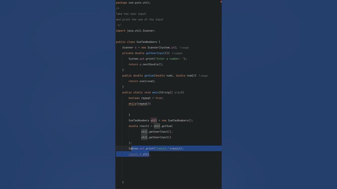 Java Get Sum of Two Numbers #intellij #java #programming - YouTube