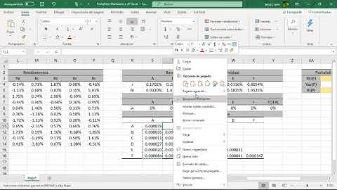 Portafolio de Markowitz con n activos financieros con Excel