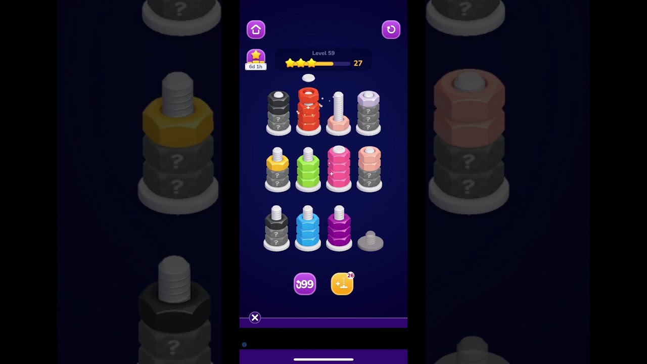 🟢🔵🟣Nut Sort:Color Sorting - Level 59 