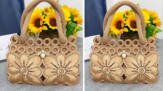 Ice Silk Thread Butterfly Crochet Hand Bag Tutorial : Very Beautiful / Crochet Hand Bag Tutorial