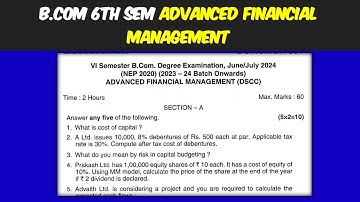 B.Com 6th sem Advanced Financial Management NEP Question Paper 2024| #mangaloreuniversity