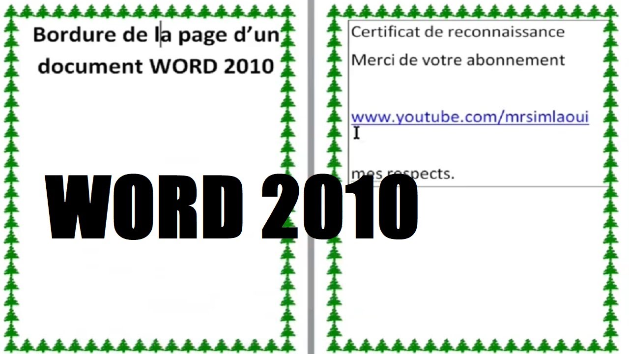 comment créer BORDURE DES PAGES dans WORD 2010 ( 4 exemples ) - YouTube