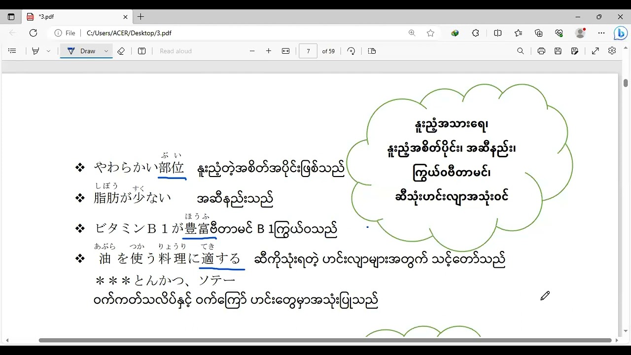 ဝက်သား🐖၊ ကြက်သား 🐔၊ ငါး 🐟 အစိတ်အပိုင်းများနှင့် သူတို့၏ထူးခြားချက်များ
