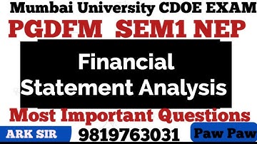 Financial Statement Analysis||PGDFM Sem1 |Most Important Questions |Mumbai University exam |ARk sir