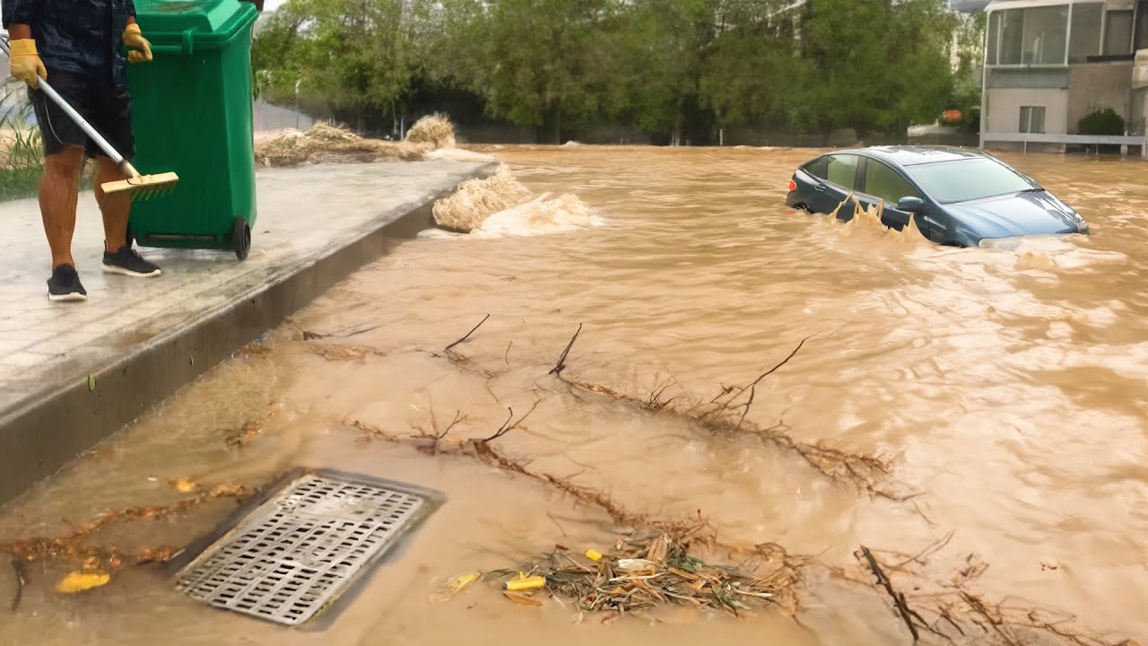 Flash Flood Drain Rescue Conquering the Clog for Safety's Sake - YouTube
