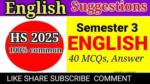 #Class 12 English semester :-3  Suggestion Higher Secondary 2026 wbchse #english answer__2026  MCQ, 