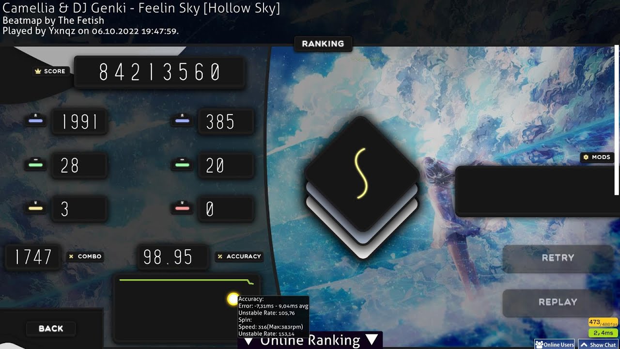 [Live] TOP PLAY IF FC? | Feelin Sky [Hollow Sky] 1747x2679x 2xSB S-Rank 98,95% 292PP