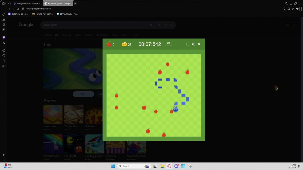 1st place world record speed run google snake.