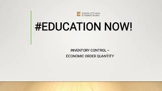 Inventory Control, Economic Order Quantity (EOQ), Holding Costs, Ordering Cost.