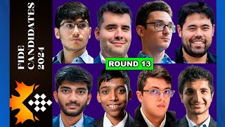 Round 13 | FIDE Candidates Chess Tournaments 2024 | Hikaru, Caruana, Pragg, Firouzja, Gukesh, Nepom.