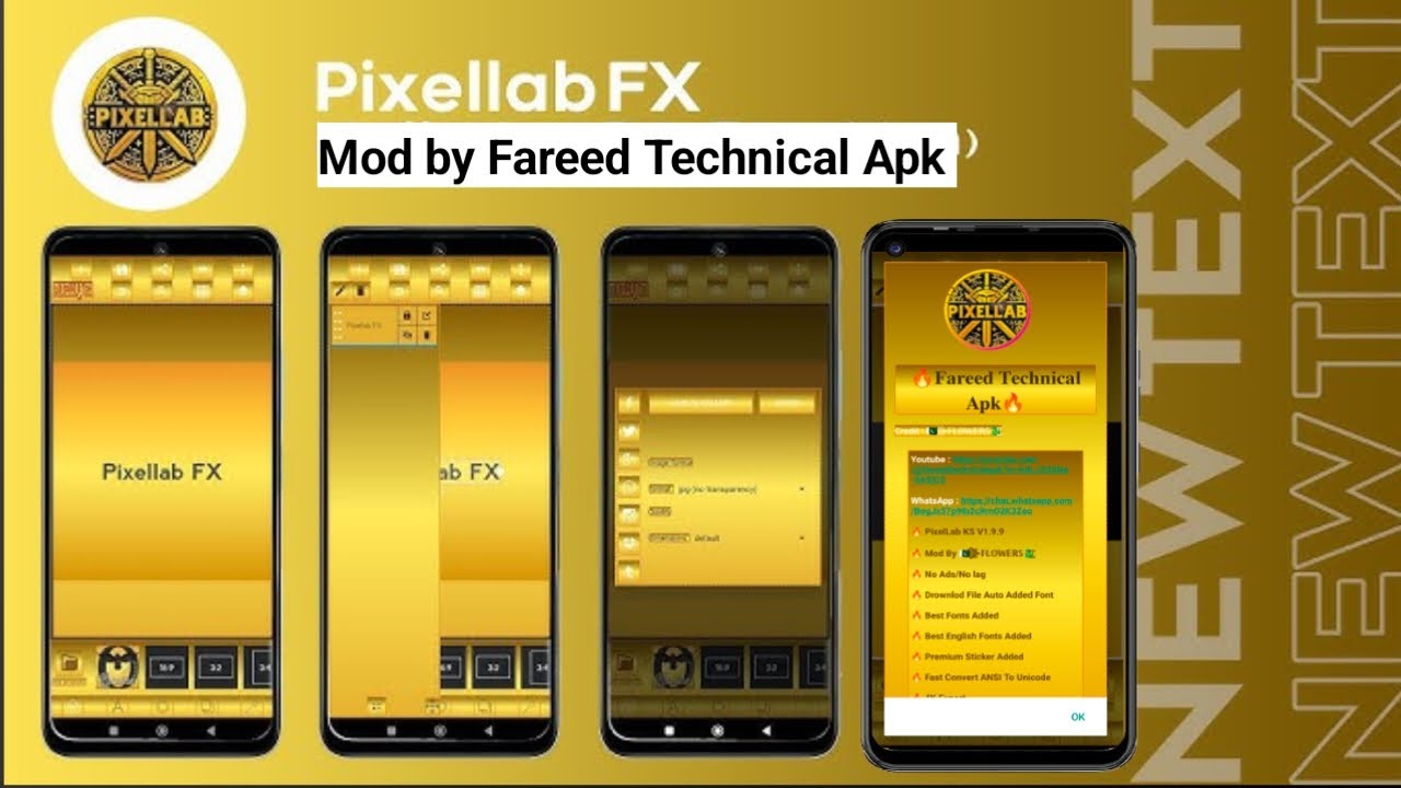 Pixellab Gold mod apk Full Font Fareed Technical Apk YouTube