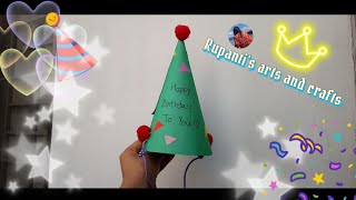 DIY paper Birthday party hat. Origami.|Rupanti's arts and crafts.