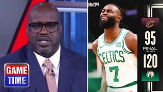 NBA Gametime react to Boston Celtics def. Cleveland Cavaliers 120-95 in Gm 1; Brown outplay Mitchell