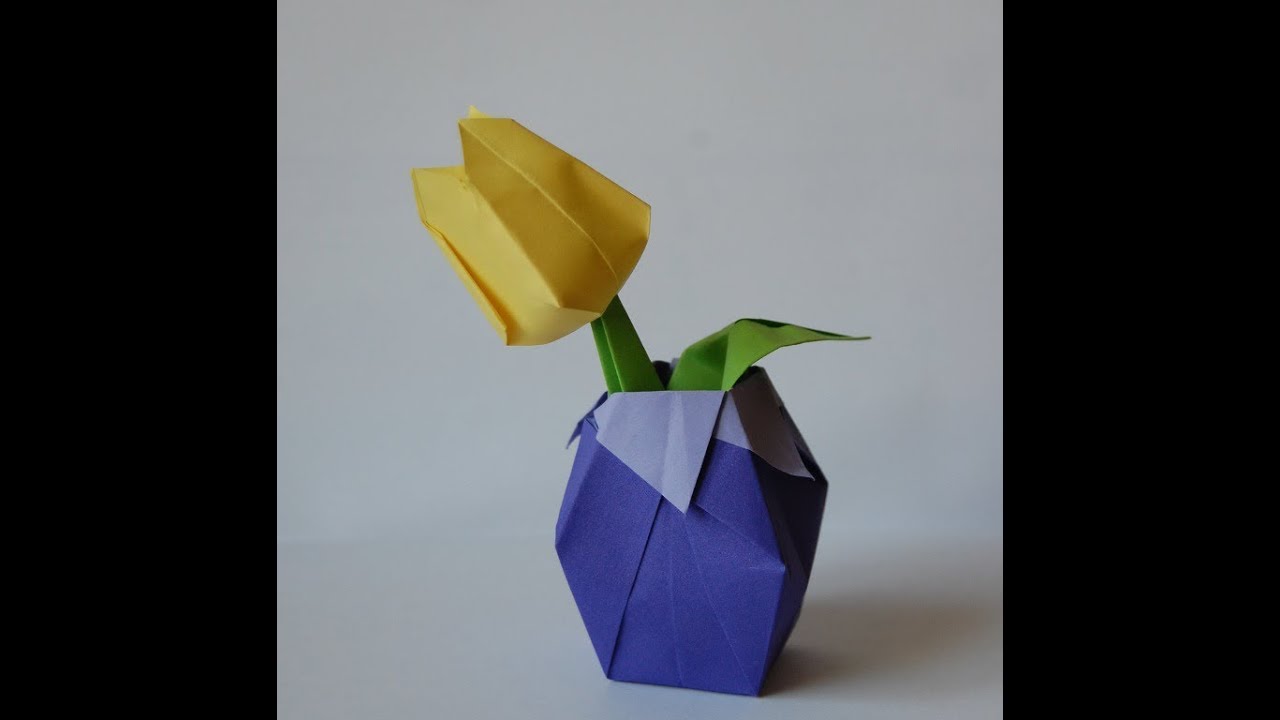 Origami tulip (tulipan origami) YouTube