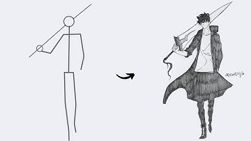 How to draw Sung Jin-woo Full Body out of Stick Man | Easy Step by Step