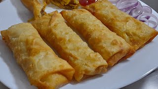 No Soya Sauce Vinegar | Delicious Chicken Spring Roll Recipe with Homemade Spring roll sheets