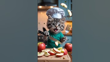 Cute Cat Make Apple Pie  #catstory #funny #aicat