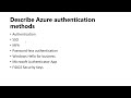 AZ-900 Azure Fundamentals : Describe Azure AD Authentication methods